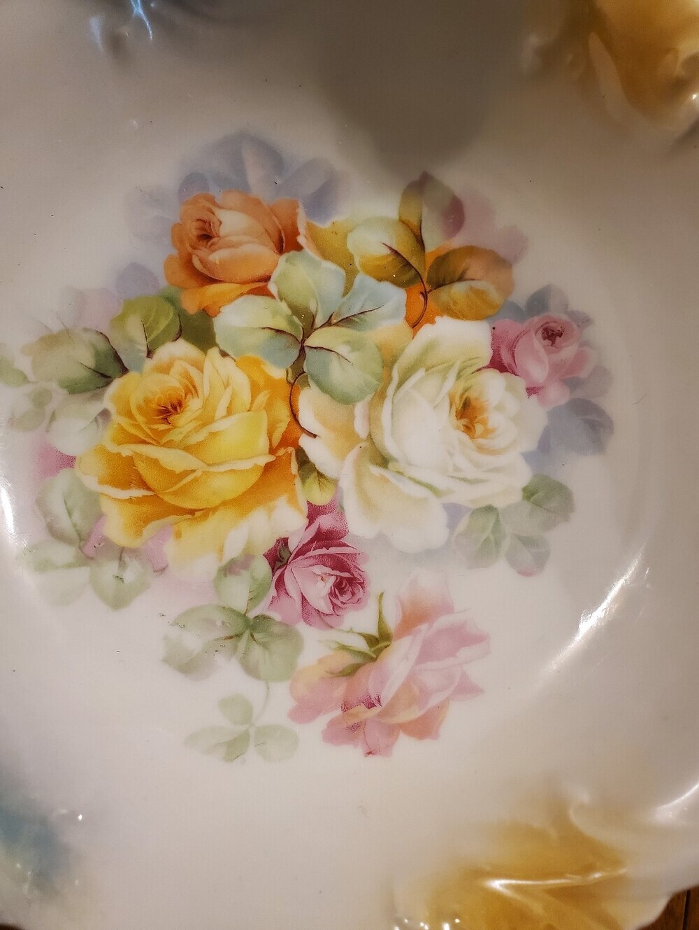 Vintage Floral Rose 8 1/2" Serving Bowl Germany - Colorful Elegant - Picture 2 of 4